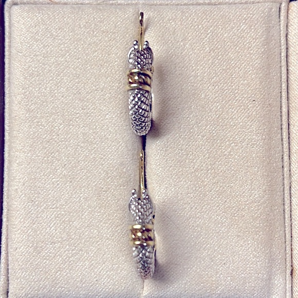 Sparkle this Summer!  Sterling silver hoop earrings w/diamonds and 18 kg accents - Picture 4 of 6